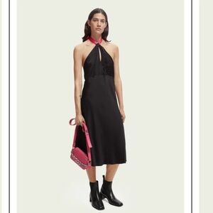 Scotch & Soda Black Halter Sheath Midi Dress size S